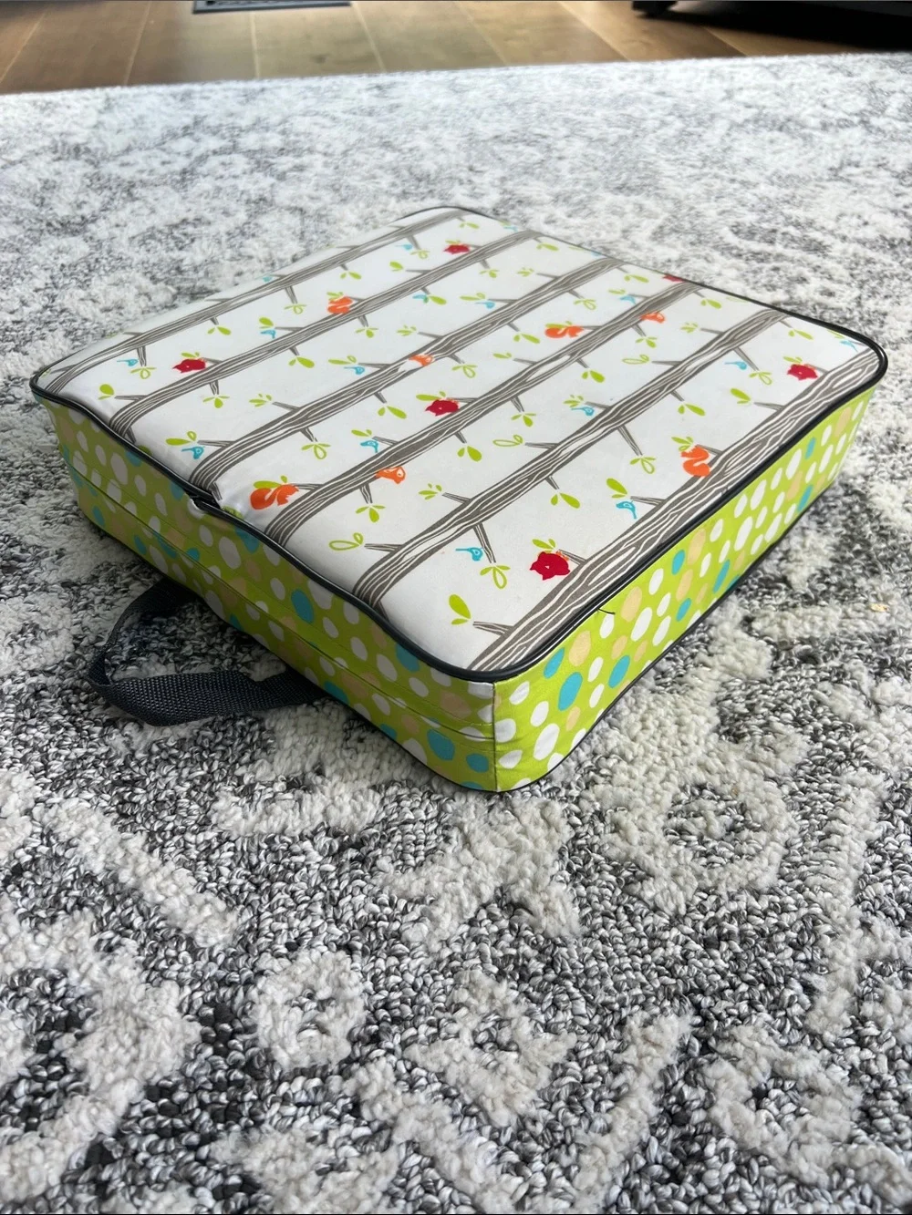 Luv Chicken Green Polka Dot & Bird Print booster Cushion - Home Bedding